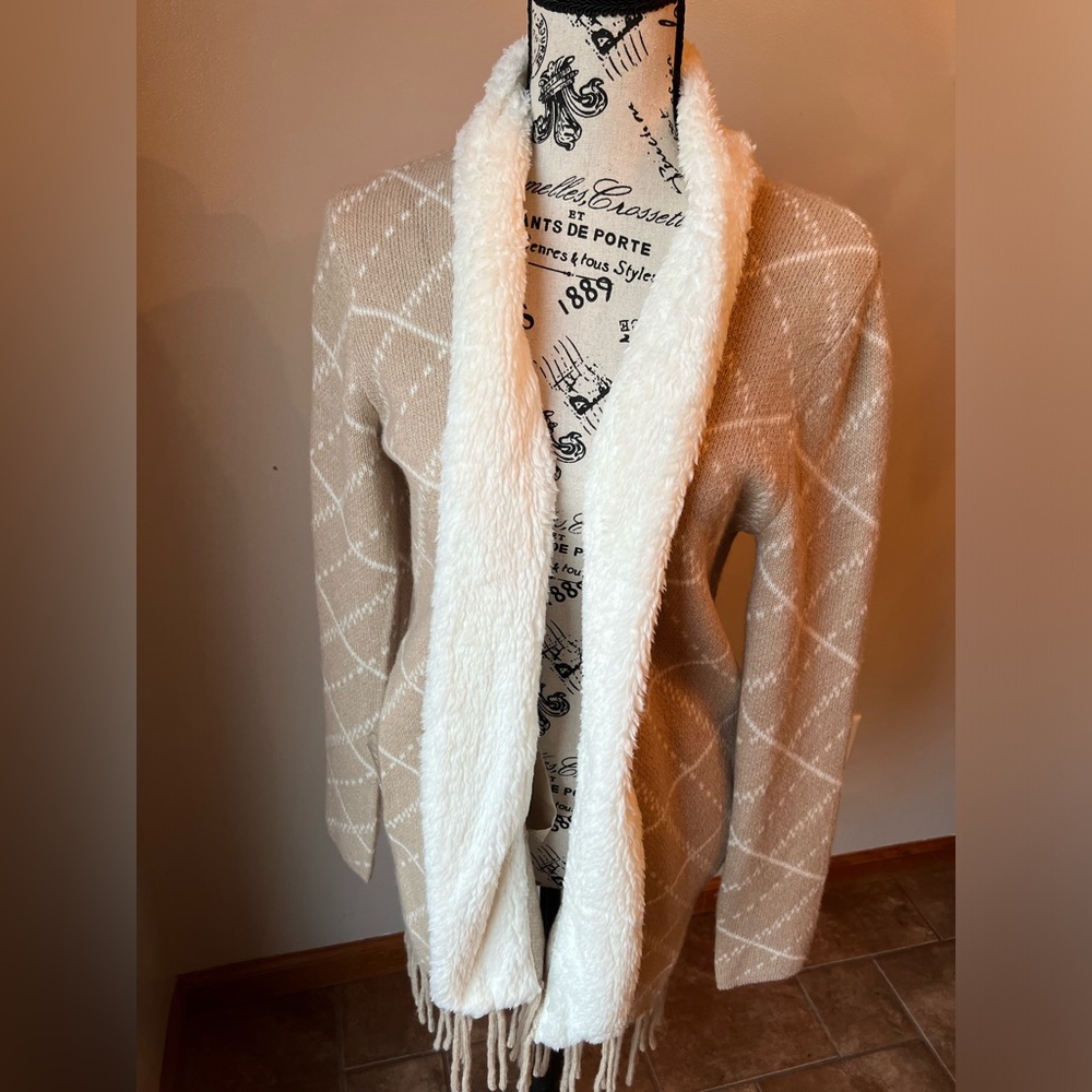 NWT Adrienne Vittadinni Sherpa Open Front Cardigan